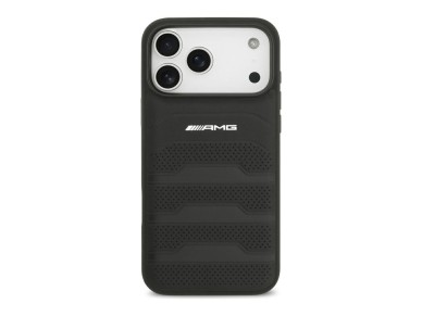 Mercedes AMG Leather Debossed Lines Logo Case for iPhone 18 Pro Max / 17 Pro Max - Black