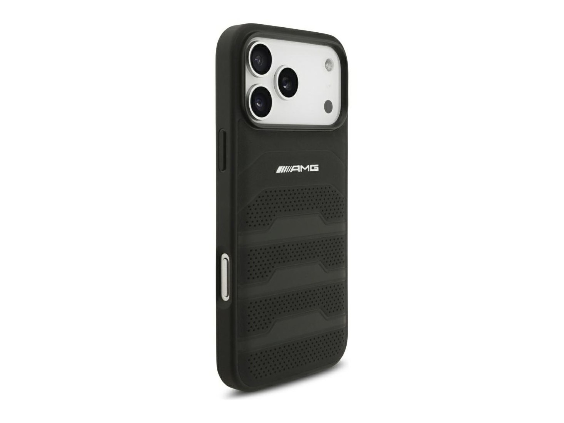 Mercedes AMG Leather Debossed Lines Logo Case for iPhone 18 Pro Max / 17 Pro Max - Black