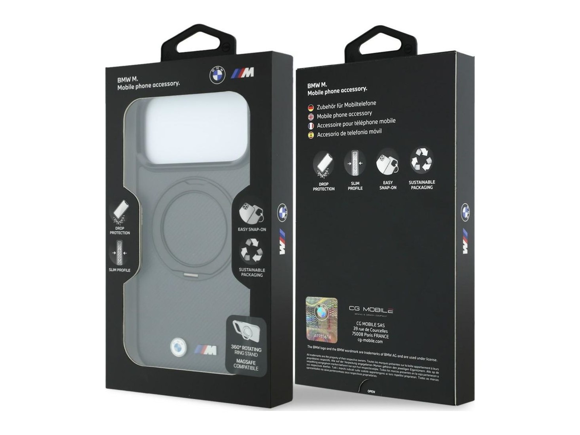 BMW Kevlar Ring Stand 360 MagSafe Case for iPhone 18 Pro Max / 17 Pro Max - Dark Gray