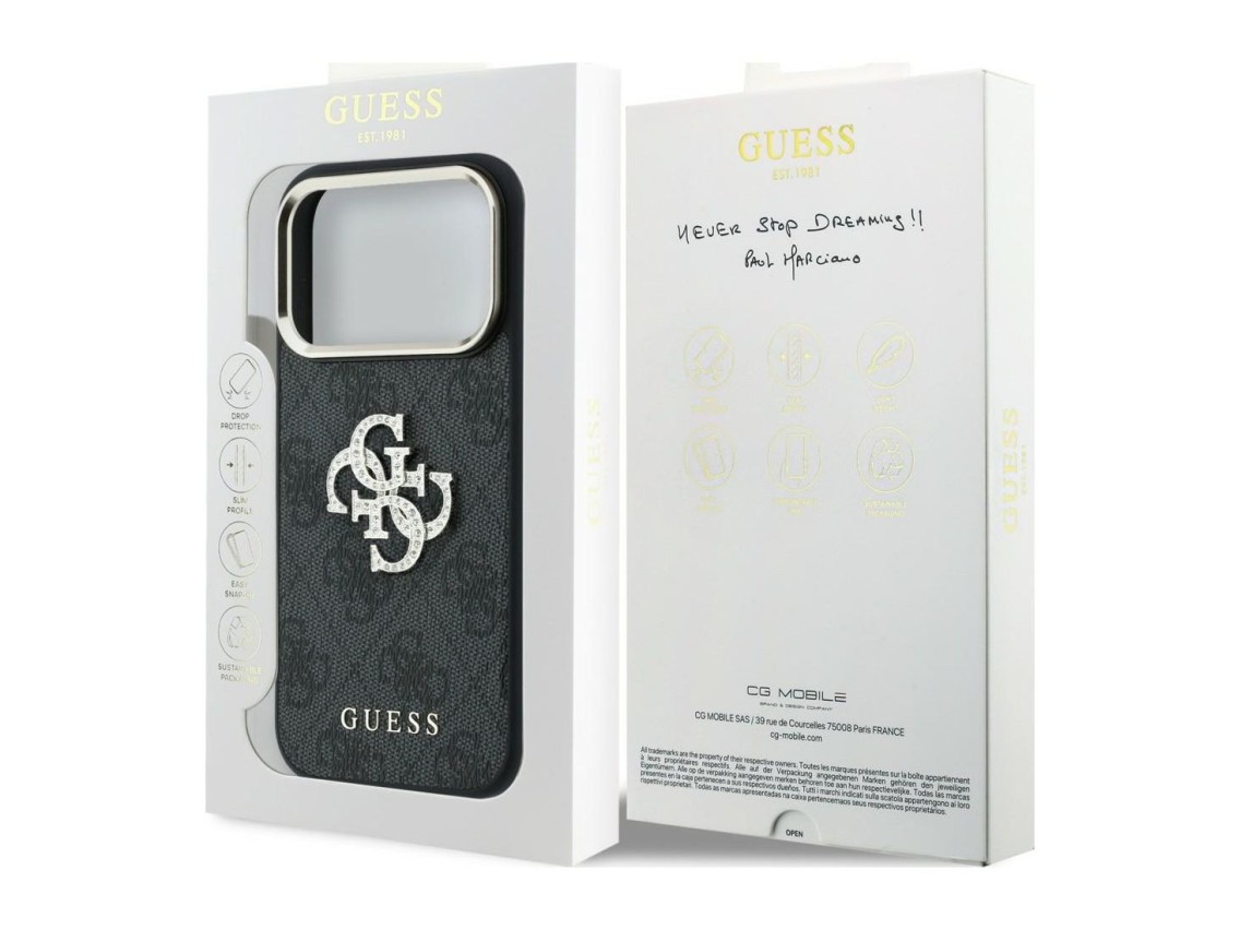 Guess 4G & Big Strass Logo Case for iPhone 18 Pro / 17 Pro - Black